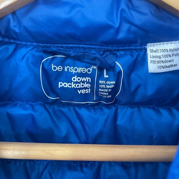Be Inspired Large Women’s  Packable Down-Filled Puffer Vest BluePockets - Picture 2 of 7